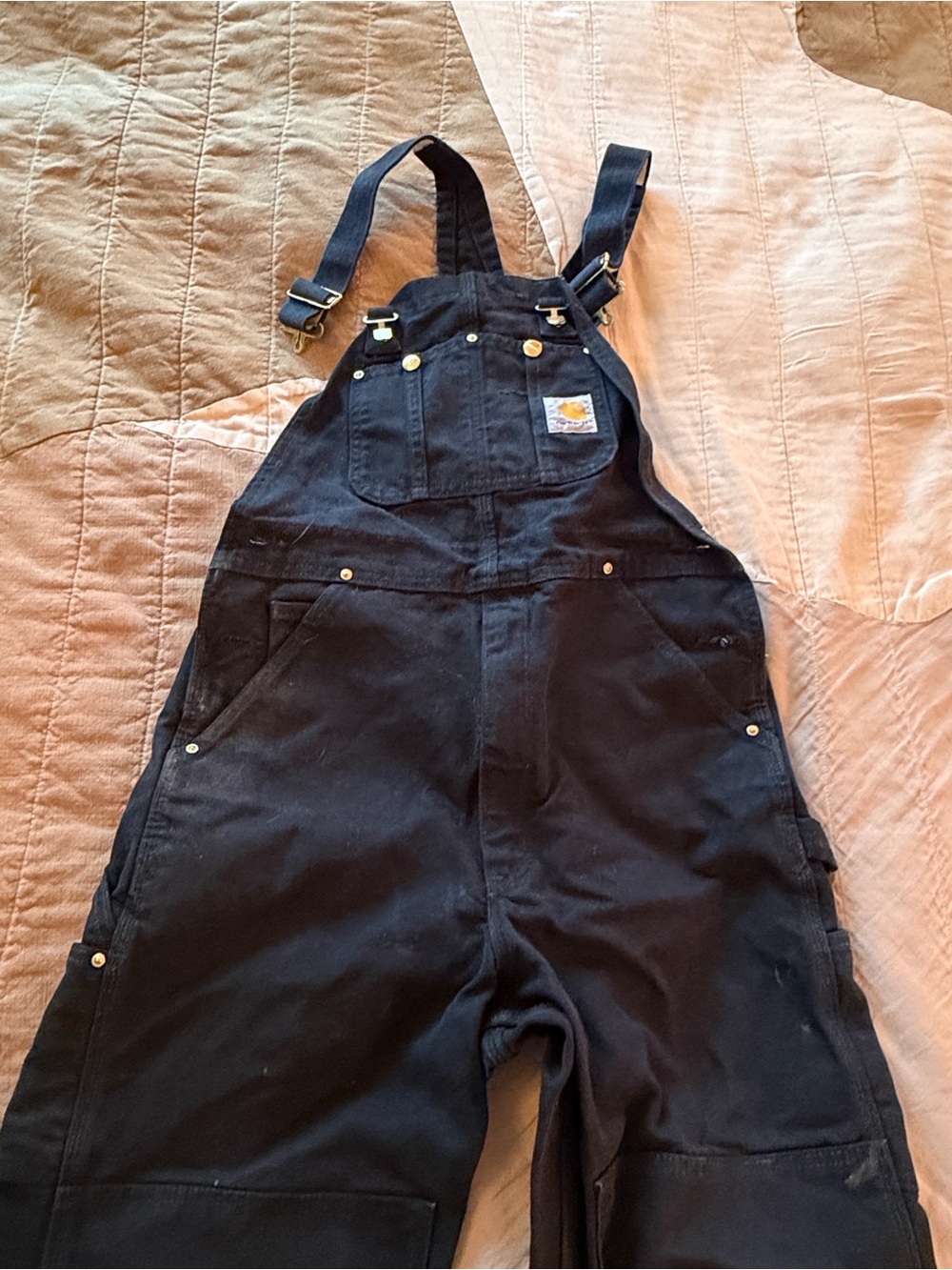 Carhartt Black and Tan Workwear Bib Overalls with Logo Tag